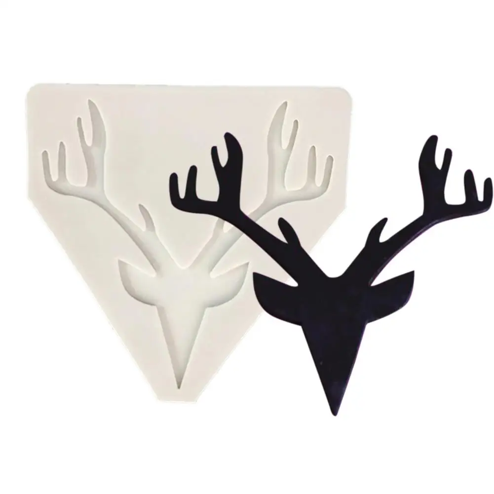 3D оленья голова рога силиконовая форма для шоколада помадки украшения торта