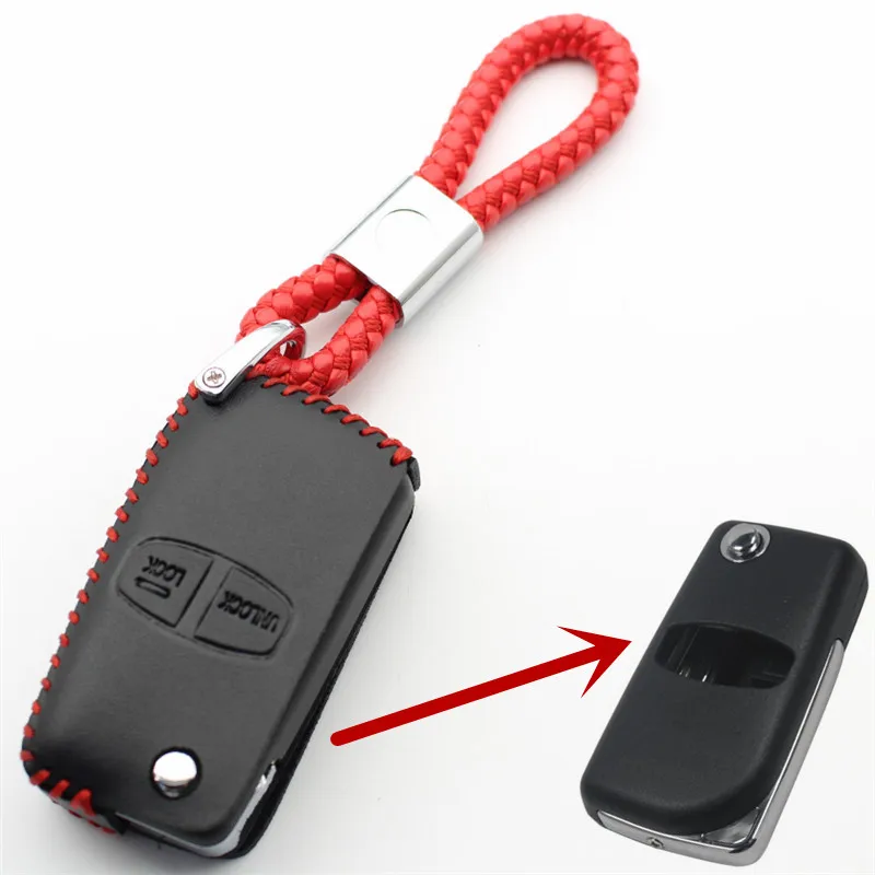 FLYBETTER из натуральной кожи 2 кнопки удаленное чехол для Mitsubishi Pajero/Grandis/Outlander/Lancer- EX L146