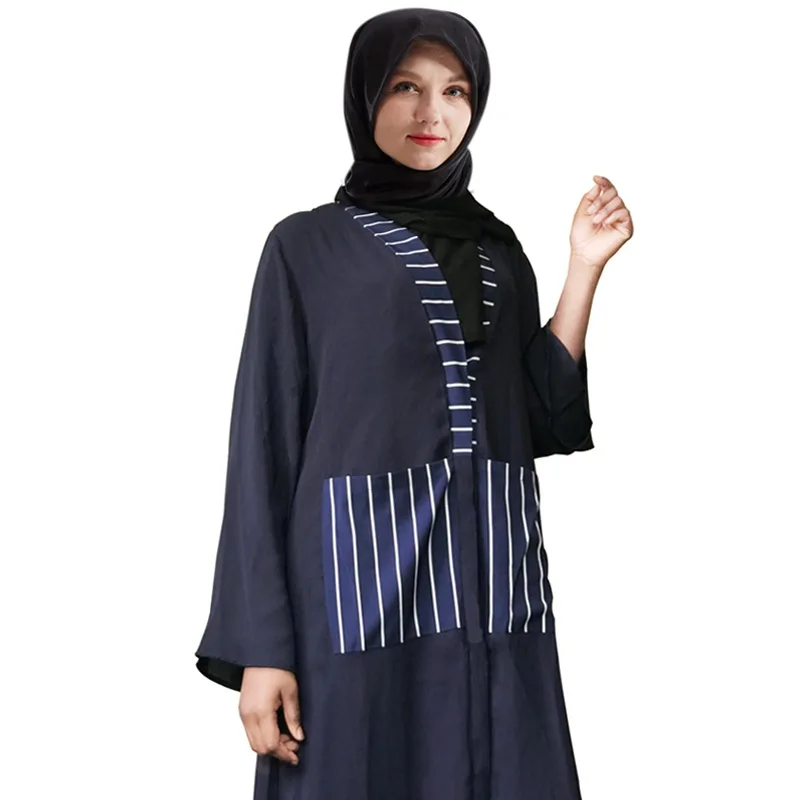 Новинка мусульманский женский кардиган исламский халат Eid al-Fitr Полосатое