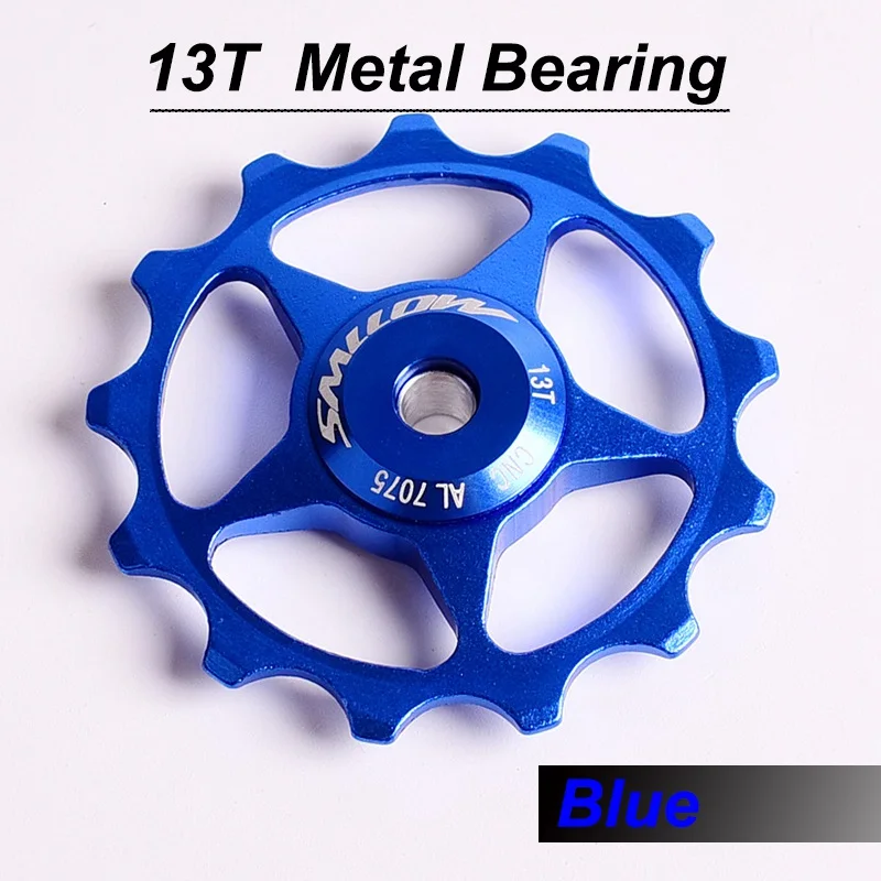 13T Blue 11T MTB велосипедный задний переключатель Jockey колеса 4 мм 5 мм 6 мм герметичный подшипник 13 т шкив AL7075 CNC дорожный велосипед направляющий ролик направляющий - Color: 13T Blue