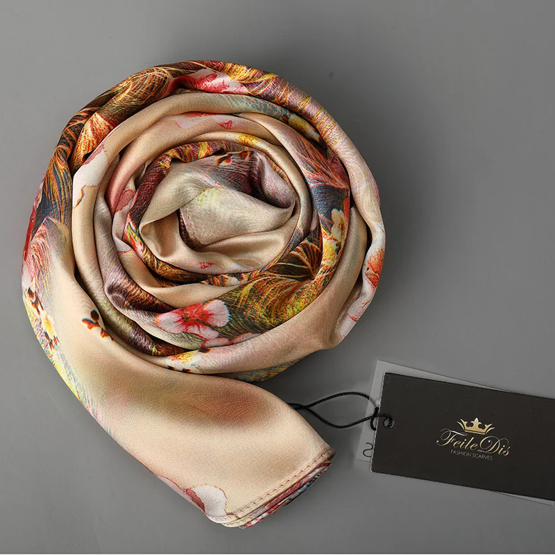 

[FEILEDIS] 2017 Silk Scarf Fashion Women's Shawl Multi-purpose Scarf Double-sided Replacement Use Scarf Series FD044