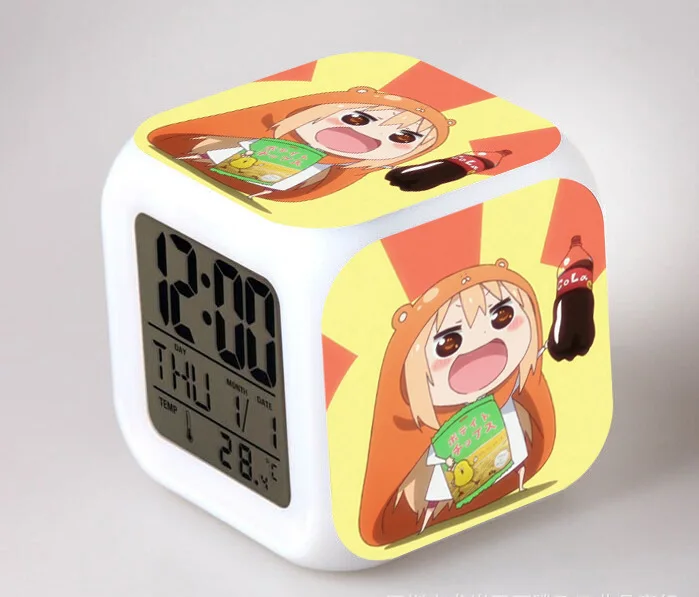 Японское аниме Himouto! Umaru-chan светодиодный цифровой будильник с 7 цветами, детский Ночной светильник, часы для спальни, reloj despertador