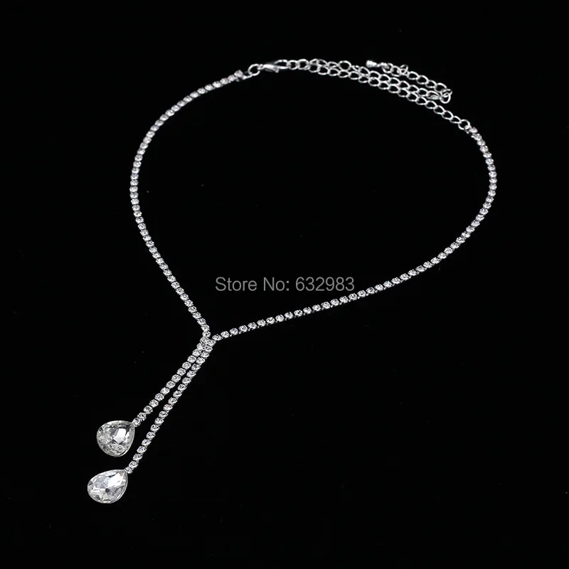 Новое посеребренное Ожерелье Стразы в стиле капли с кристаллами набор длинных