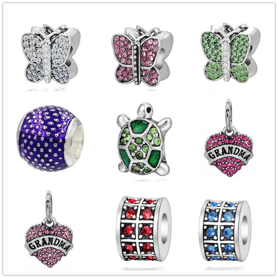 1 шт. Европейский Бабочка черепаха сердце дедушка diy бисера Fit Pandora браслет для женщин ювелирные изделия EL182