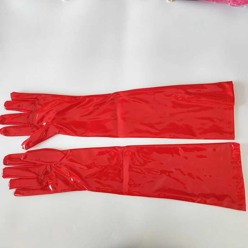 Женские кожаные перчатки черные красные длинные в стиле хип хоп|Женские