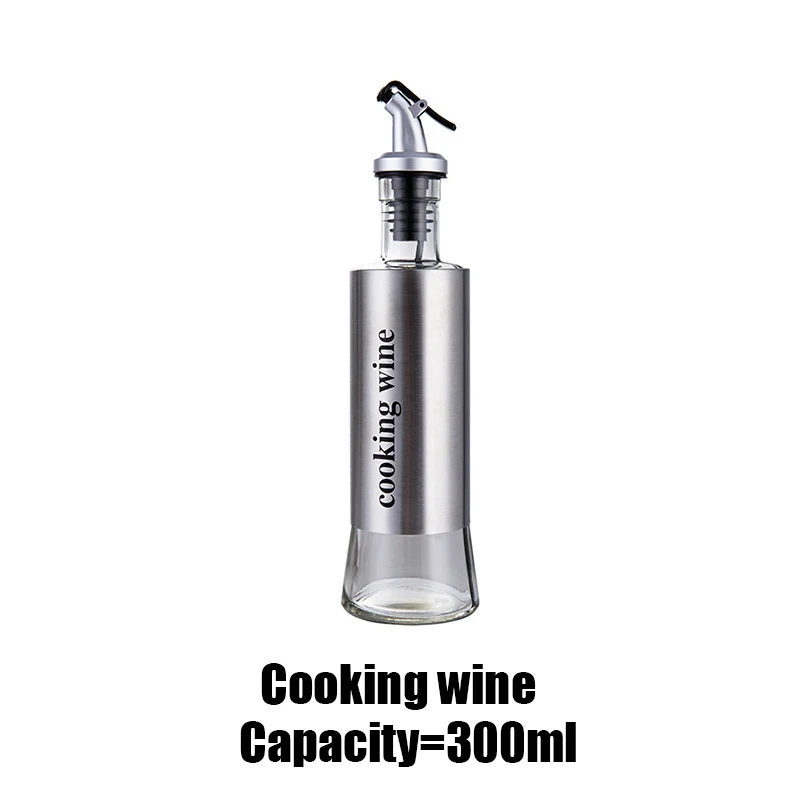 Cooking Wine 300 мл кухонная стеклянная бутылка для масла из нержавеющей стали Герметичный дозатор для хранения соевого соуса уксуса - Цвет: Cooking Wine