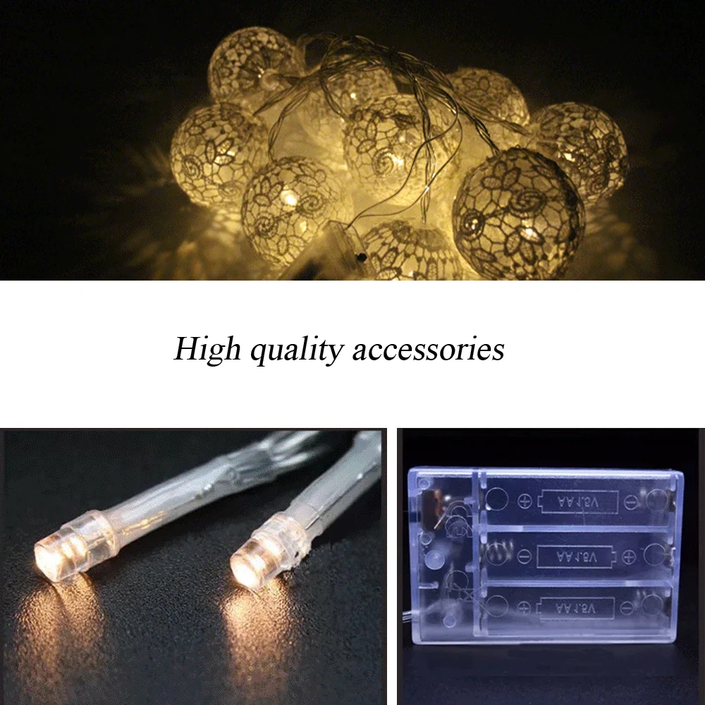 10 шт. цветные кружевные хлопковые шары светодиодная гирлянда теплый белый цвет 6