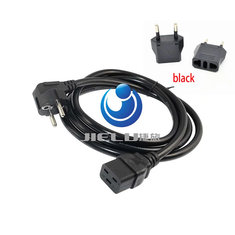 EU Cord-Black Plug ЕС Европейский Германия 2 pin французская Мощность Удлинительный кабель Шнур для женщин IEC320 C19 AC Мощность Шнур зарядки 1,8 m 6ft 16A 250V - Цвет: EU Cord-Black Plug