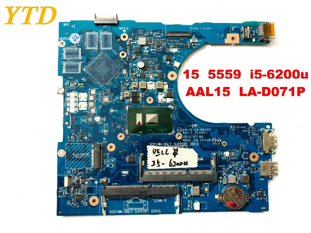 

Оригинальный Для DELL 15 5559 Материнская плата ноутбука 5559 i5-6200u AAL15 LA-D071P испытанное хорошее Бесплатная доставка