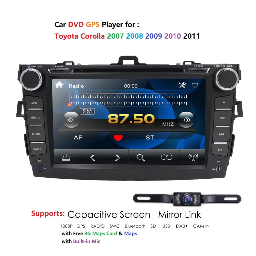 2Din автомобильный DVD плеер для Toyota corolla 2007 2008 2009 2010 2011 радио рекордер Автомобильный