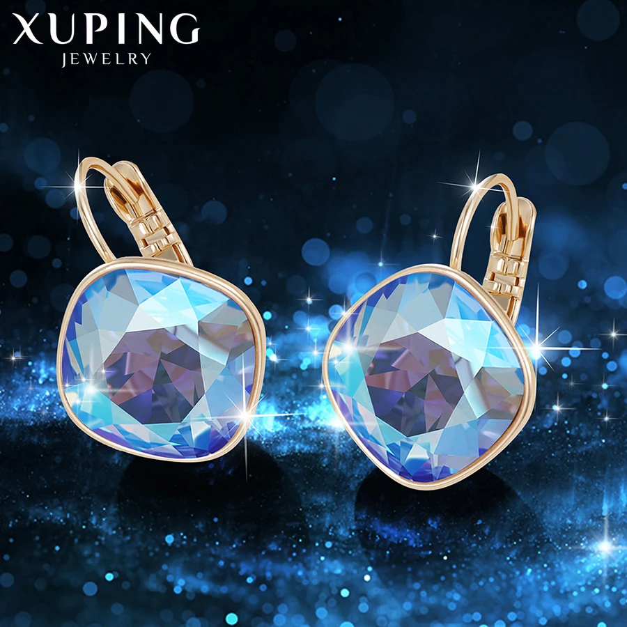 Xuping романтические серьги-кольца с кристаллами Swarovski золотого цвета, изысканные вечерние ювелирные изделия, подарок для женщин и девочек M76/M77/M78-20371
