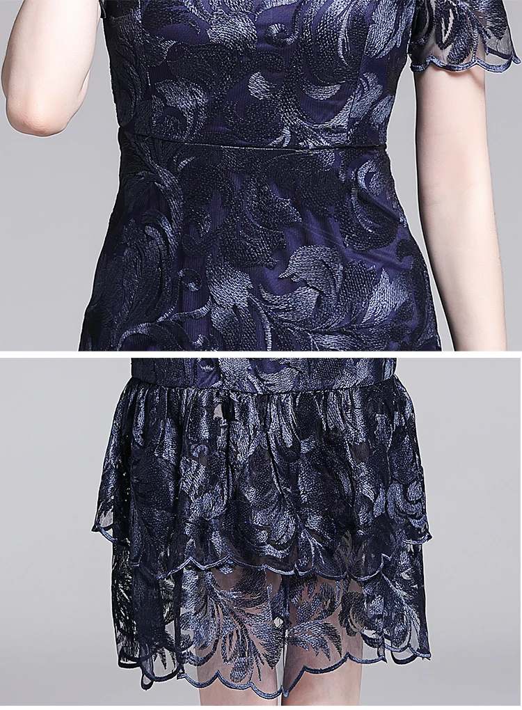 Женское Сетчатое платье с вышивкой элегантное облегающее коротким рукавом