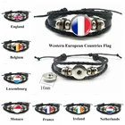 Кожаный плетеный браслет с флагом стран Западной Европы, ювелирные изделия с флагом Англии, Бельгии, Люксембурга, Монако, Франции, Ирландии, Нидерландов
