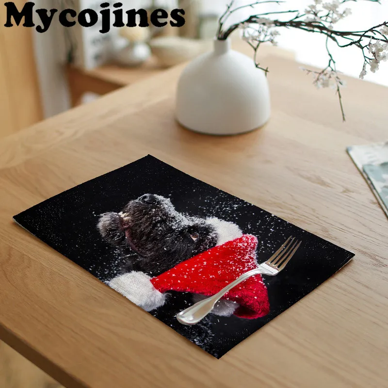 Рождественская скатерть чайное полотенце с Санта-Клаусом кошка собака ресторан