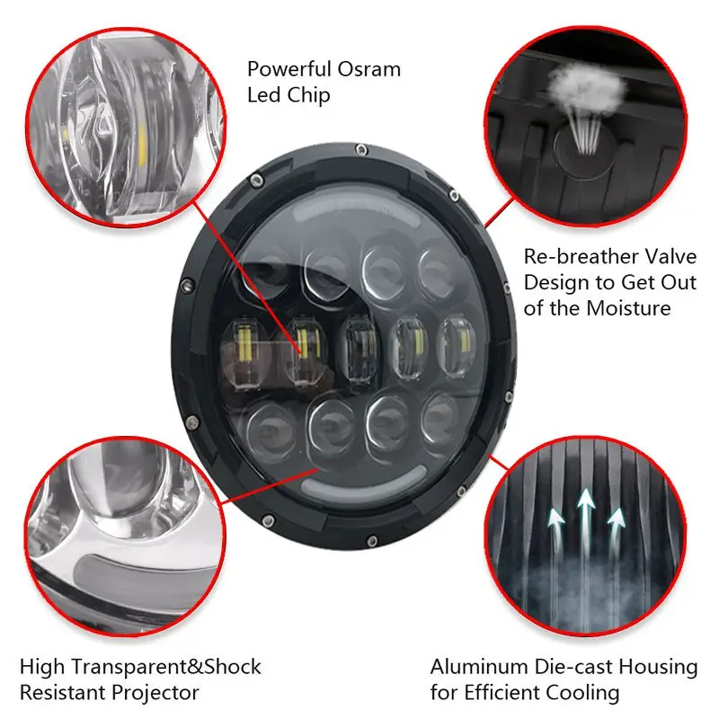 105 Вт 7 дюймов круглый RGB светодиодный фары с Hi/железо добывающей промышленности