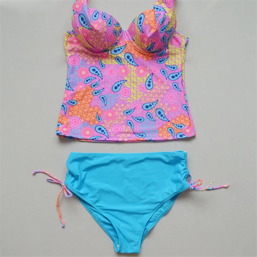 2018 женский Танкини с принтом пейсли комплект бикини купальный костюм танкини