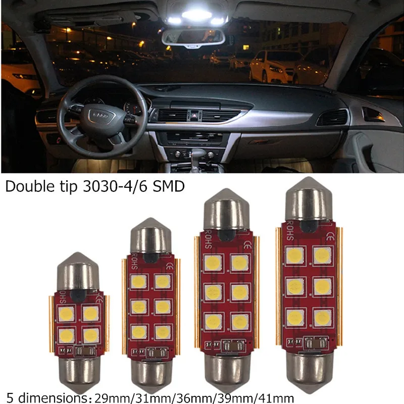 1*31 мм 36 39 42 C5W C10W 3030 SMD LED CANBUS без ошибок автомобильный фестонный светильник