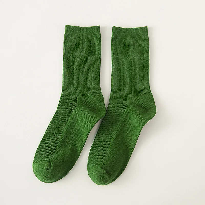 Носки ярких цветов женские для улицы хип-хоп Harajuku скейтборд женские Meias Твердые флуоресцентные спортивные модные ворсовые грубые носки до середины голени - Цвет: Зеленый