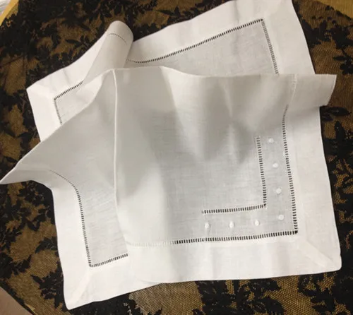 Набор из 12 белых льняных обеденные салфетки салфеток размером 18 х18 дюймов с