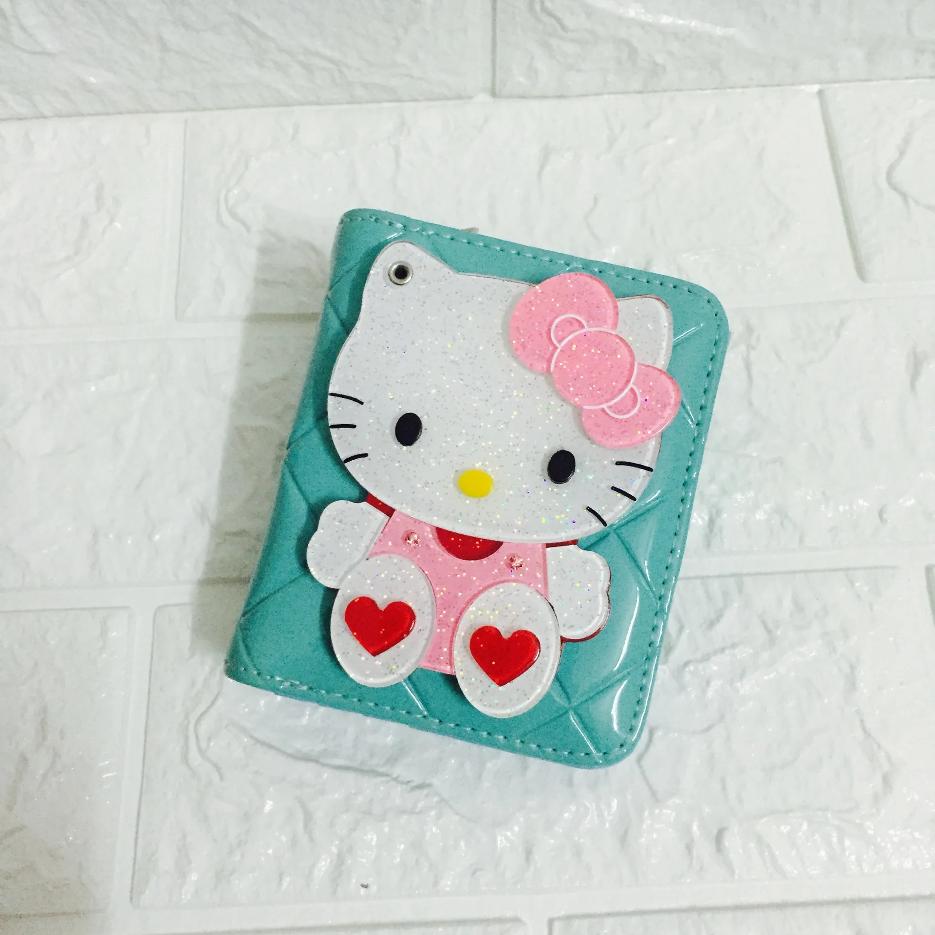 Модный маленький короткий кошелек с сердечками hello kitty женский кожаный кошельки