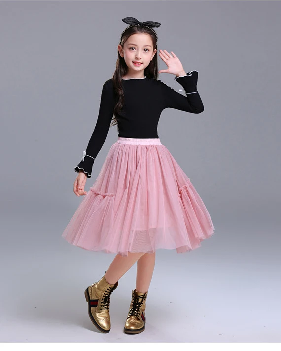 Новинка однотонная розовая юбка пачка для девочек детская одежда сезон лето