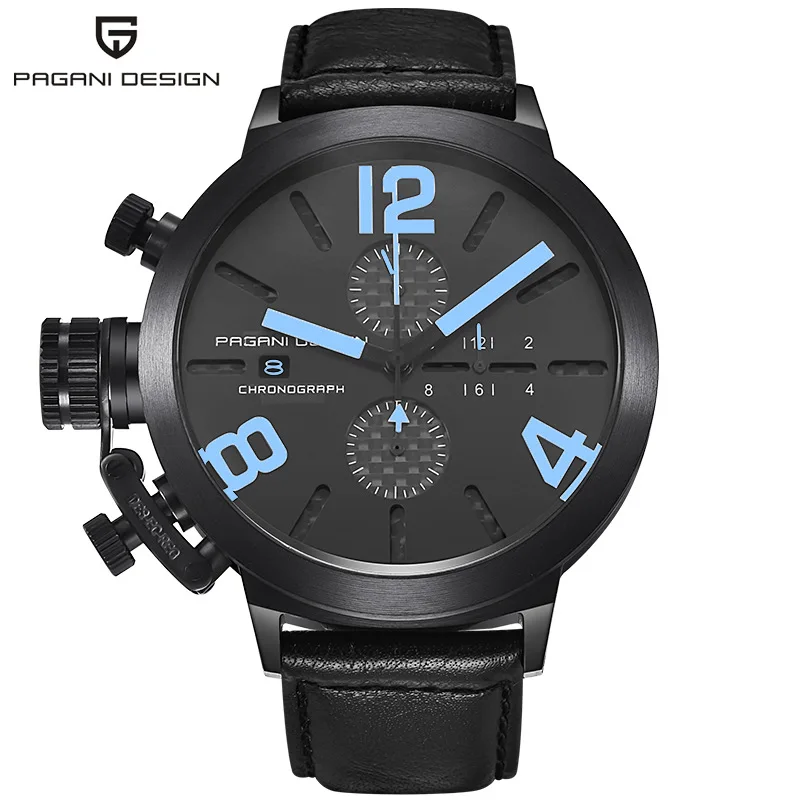 Relogio Masculino PAGANI Дизайн Черный Хронограф Спортивные кварцевые часы мужские Роскошные водонепроницаемые Авто Дата Военные Наручные часы Часы