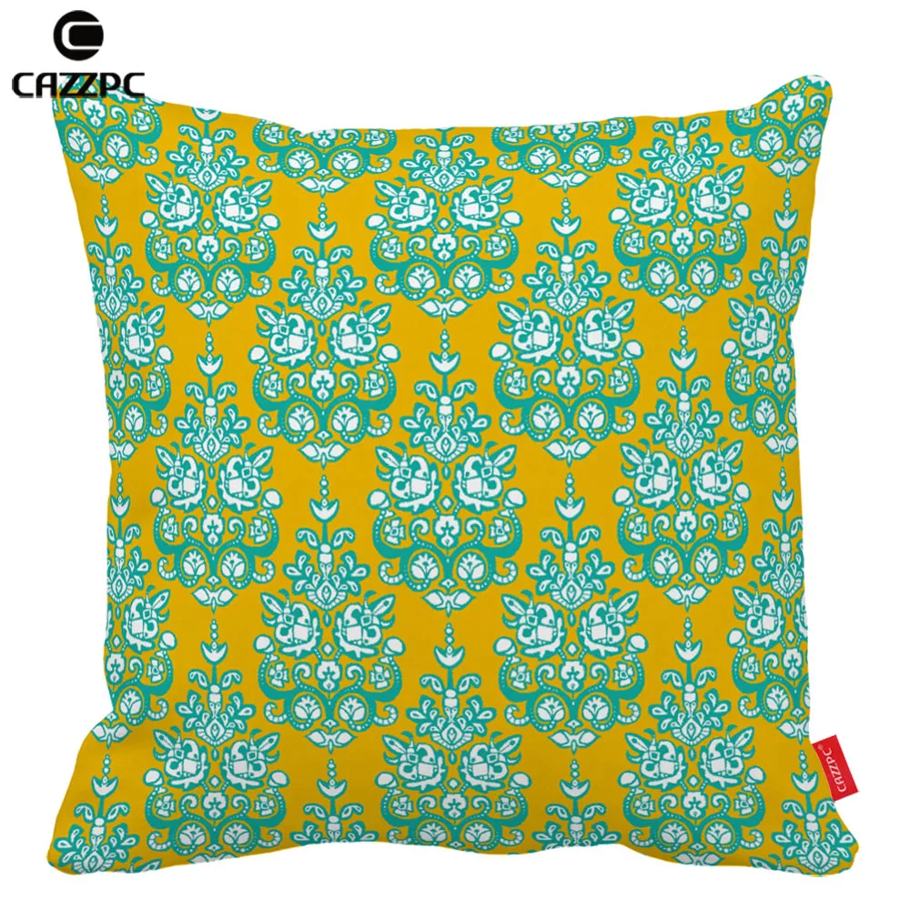 Бесшовные кошка Дамаск Starfish цветы икат ацтекским принтом декоративная наволочка