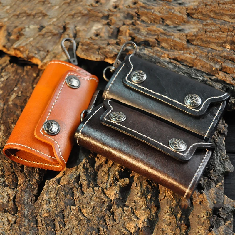 

Fashion Multifunctional Black Coffee Car Key Case Vintage Car Key Bag Multicolor Retro Casual Pu Leather Key Wallet Supplies