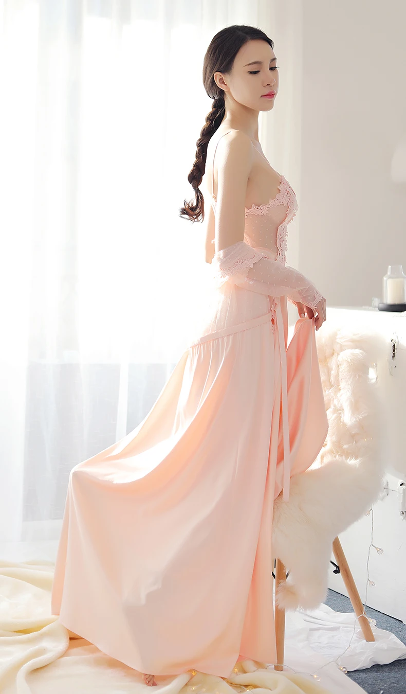 Шелковое ночное платье и халат для женщин, летний Атласный халат и Ночная рубашка на тонких бретельках, мини-ночная рубашка, комплект из 2 предметов