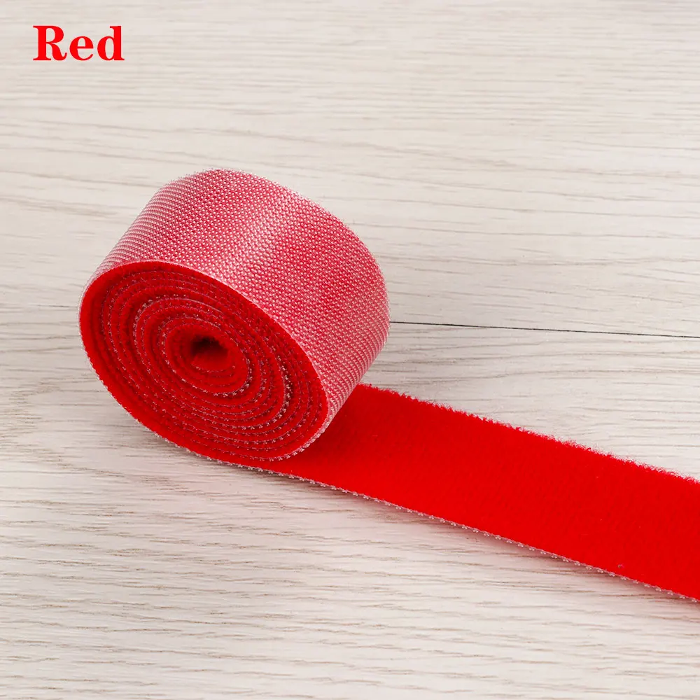 red 1PC Durable 1M Magic Cable Power Wire Management Fastener Hot Strap Marker Cord Organizer Cable Ties Fastening Tape Roll - Цвет: red