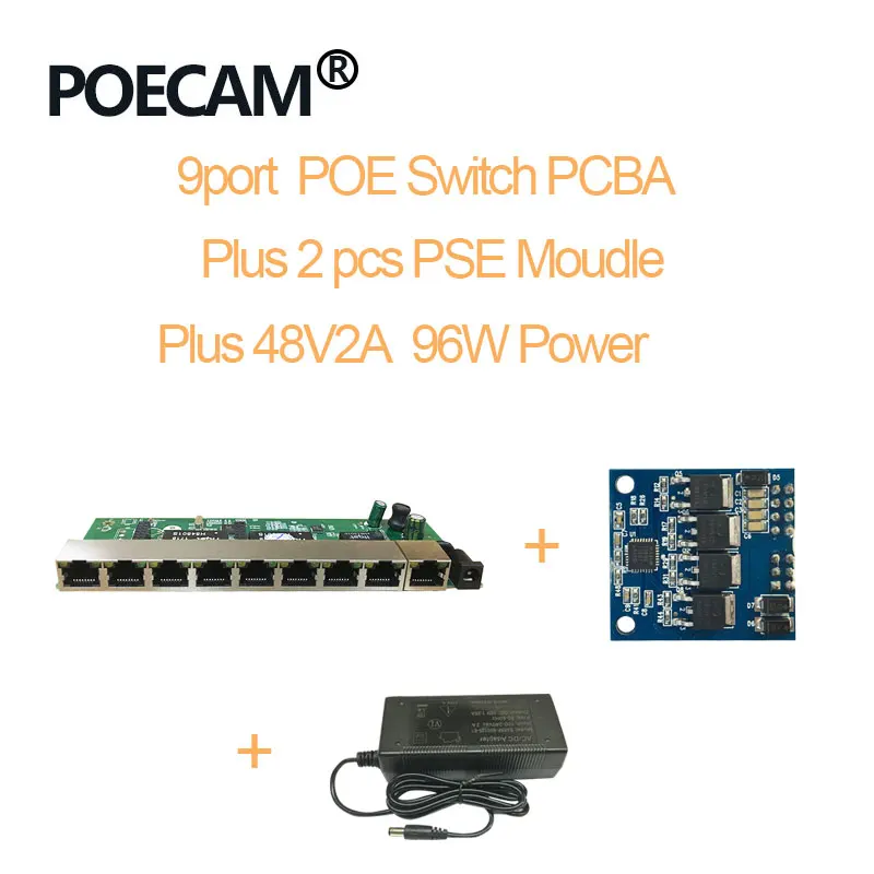 9 портов настольное настенное крепление POE Модуль переключателя PCB общий источник питания 96 Вт IEEE802.3af/at usb-хаб 960 P/1080 P HD ip-камера NVR мини-ПК