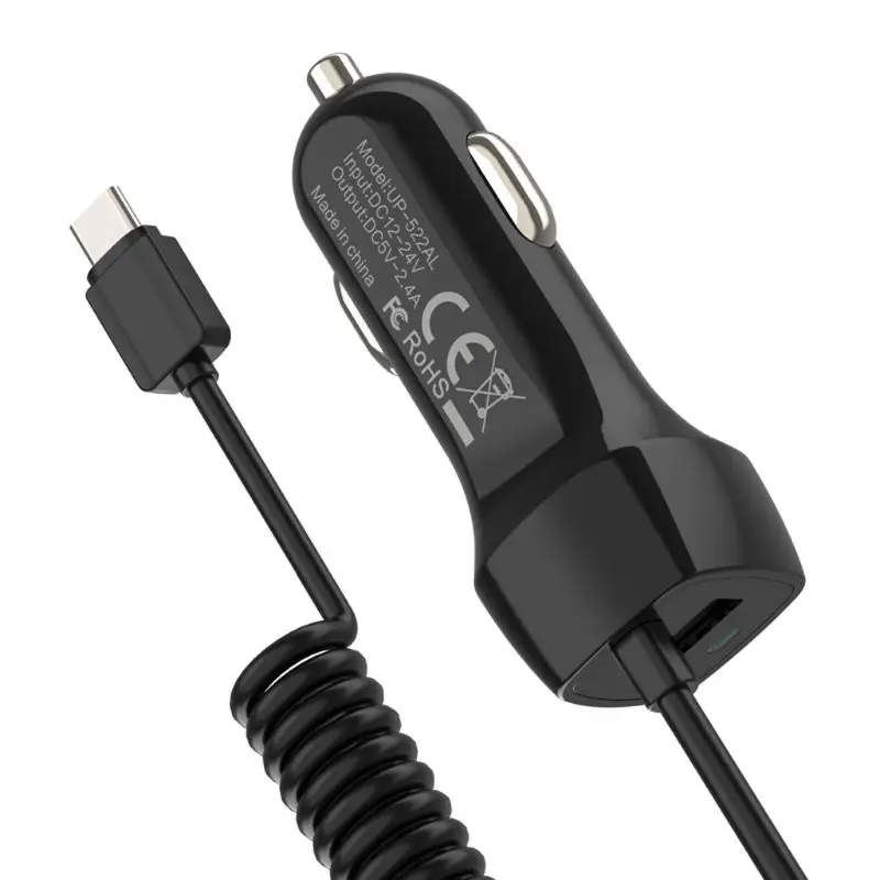 New Smart Phone Car Charger With Type C Charge Cable For Samsung Xiaomi Huawei Meizu Sony Mobile Tablet GPS | Автомобили и
