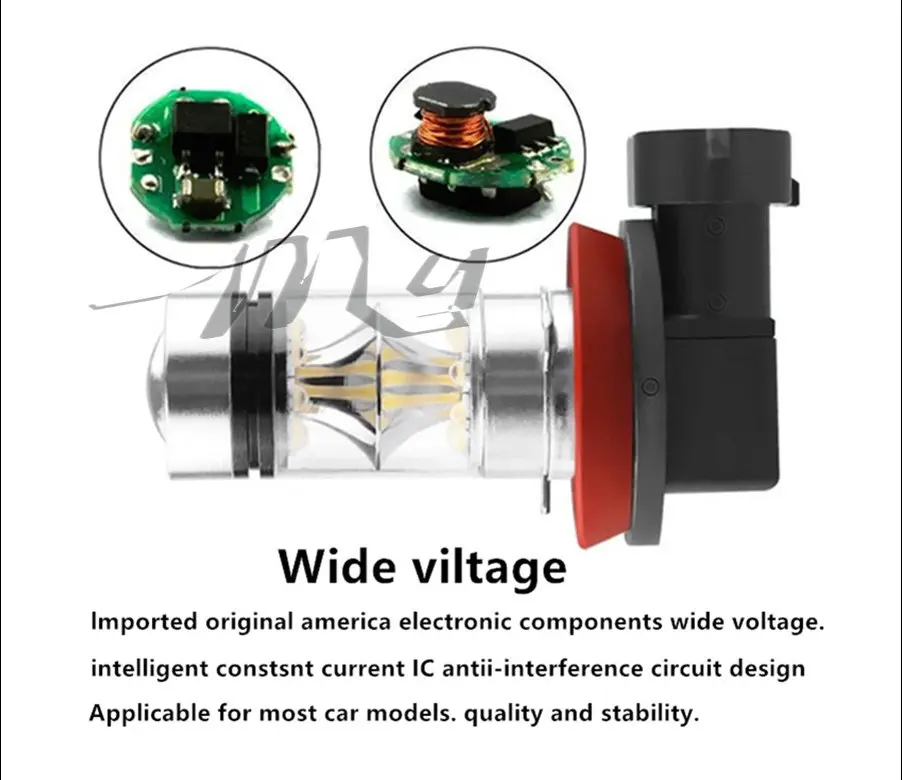 2 шт. светодиодный фонарь H8 H9 H11 9006 100 Вт 20 SMD для автомобиля противотуманный