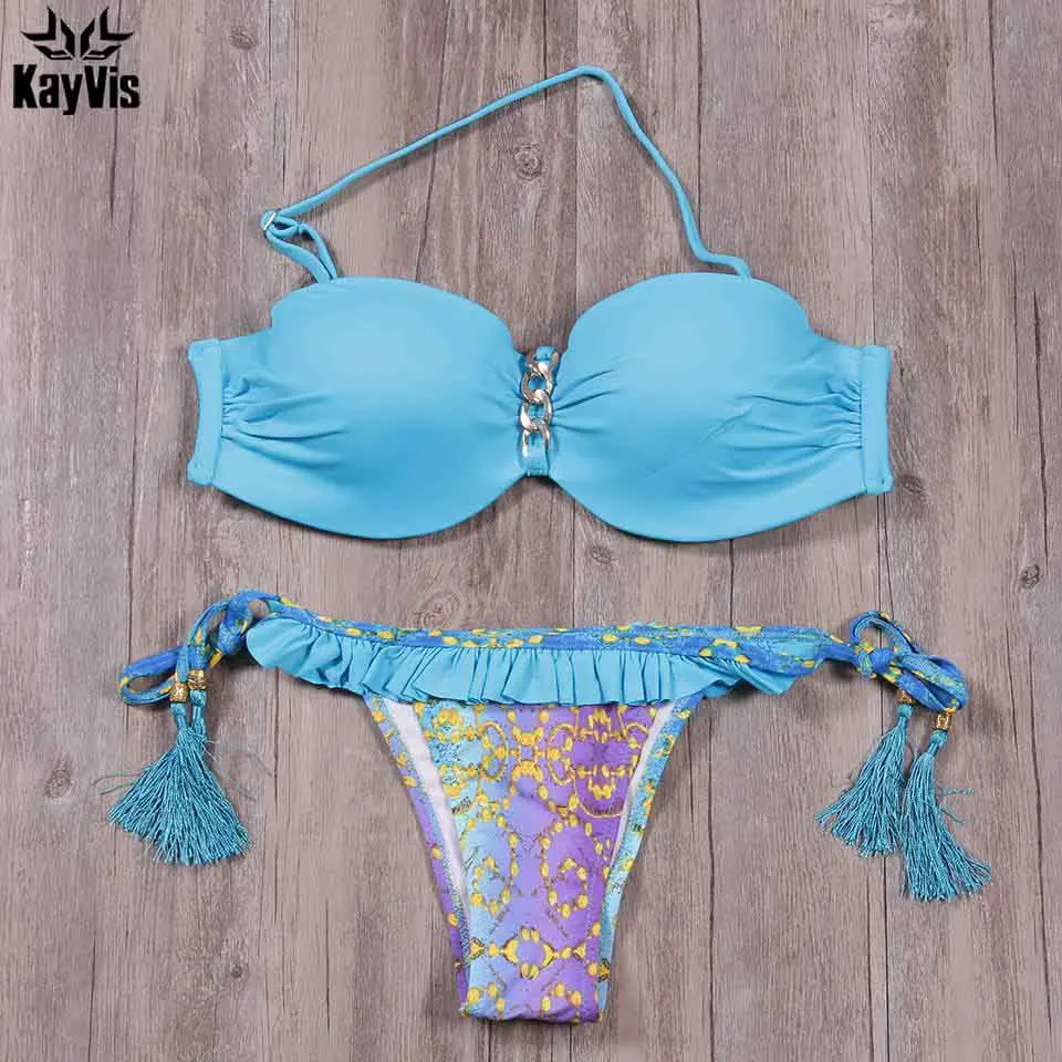 KayVis новинка сексуальный купальник с низкой талией пуш ап бикини плюс размер для