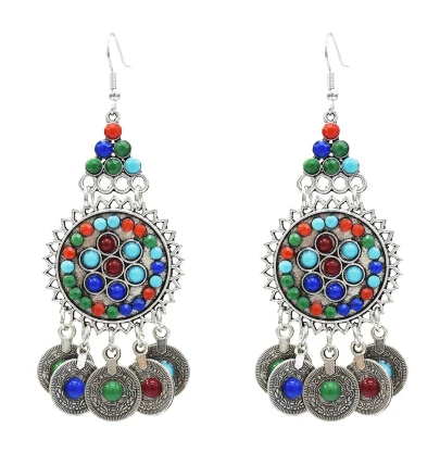 5335 C Женское цыганское ожерелье-чокер и серьги Jhumka, браслеты в богемном стиле с серебряной монеткой на голову, винтажное танцевальное украшение для волос, индийские, афганские - Окраска металла: 5335 C