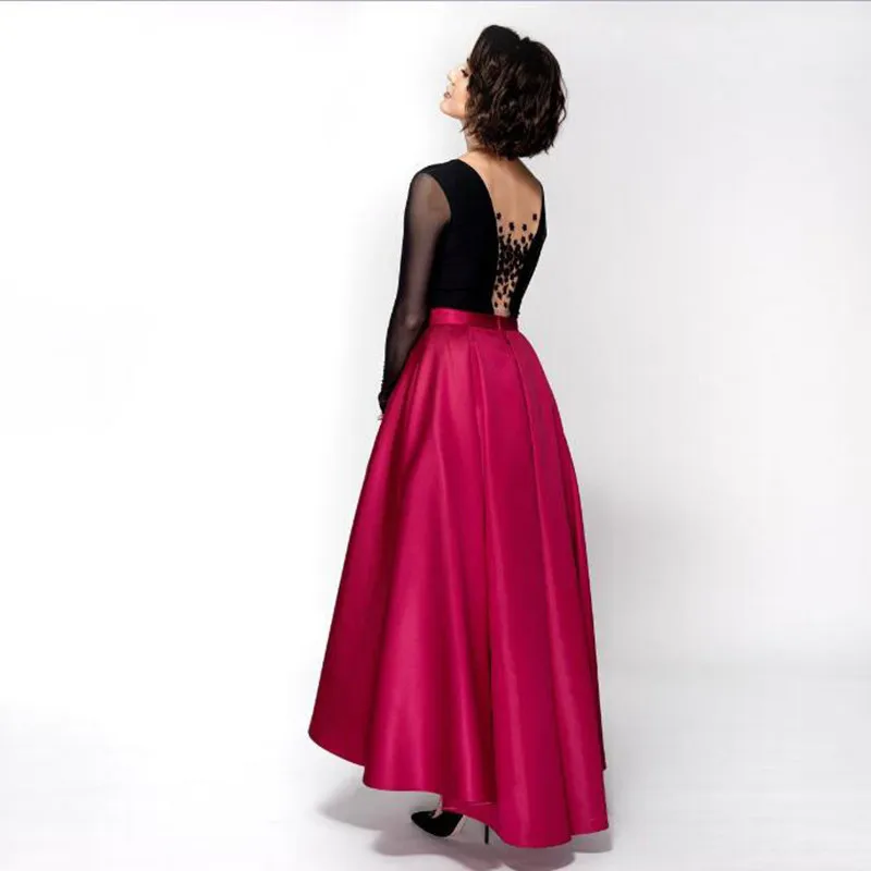 Женская атласная юбка асимметричная длинная Плиссированная на заказ спереди