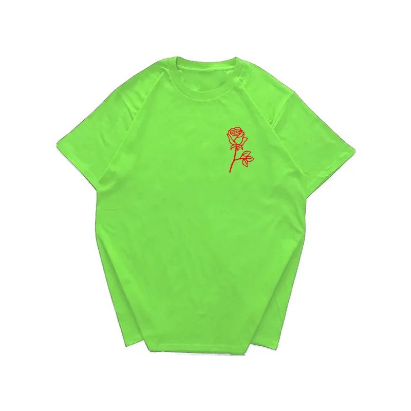 13light green Летняя мужская футболка Харадзюку с принтом розы, футболка с коротким рукавом в стиле хип-хоп, хлопковая футболка, модная повседневная футболка - Цвет: 13light green