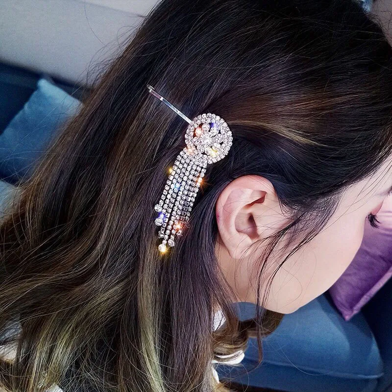 Мода 2019 Новый Блестящий горный хрусталь кисточкой аксессуары для волос женщин