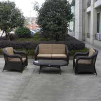 4-pcs PE wicker patio poly cane pool furntiure Pastoralism Home Indoor / Outdoor Rattan Sofa For Living Room