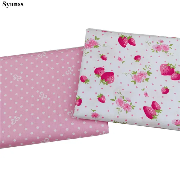 2 designs Syunss Strawberry Dot Printed Twill Cotton Fabric DIY Handmade Sewing Patchwork Baby Cloth Bedding Textile Quilting Tilda Tissus - Цвет: 2 designs