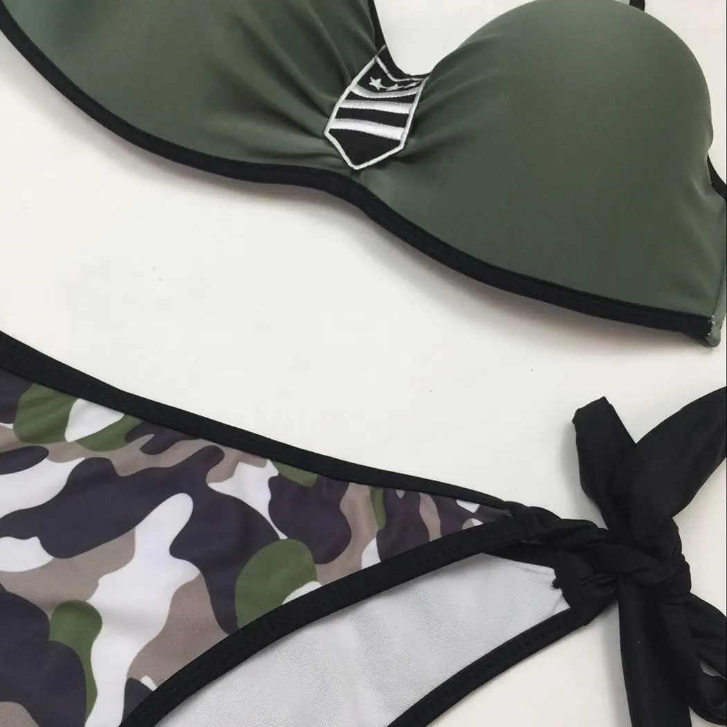 Женщины без бретелек Спагетти ремень печати бикини немягкие трусы сексуальный