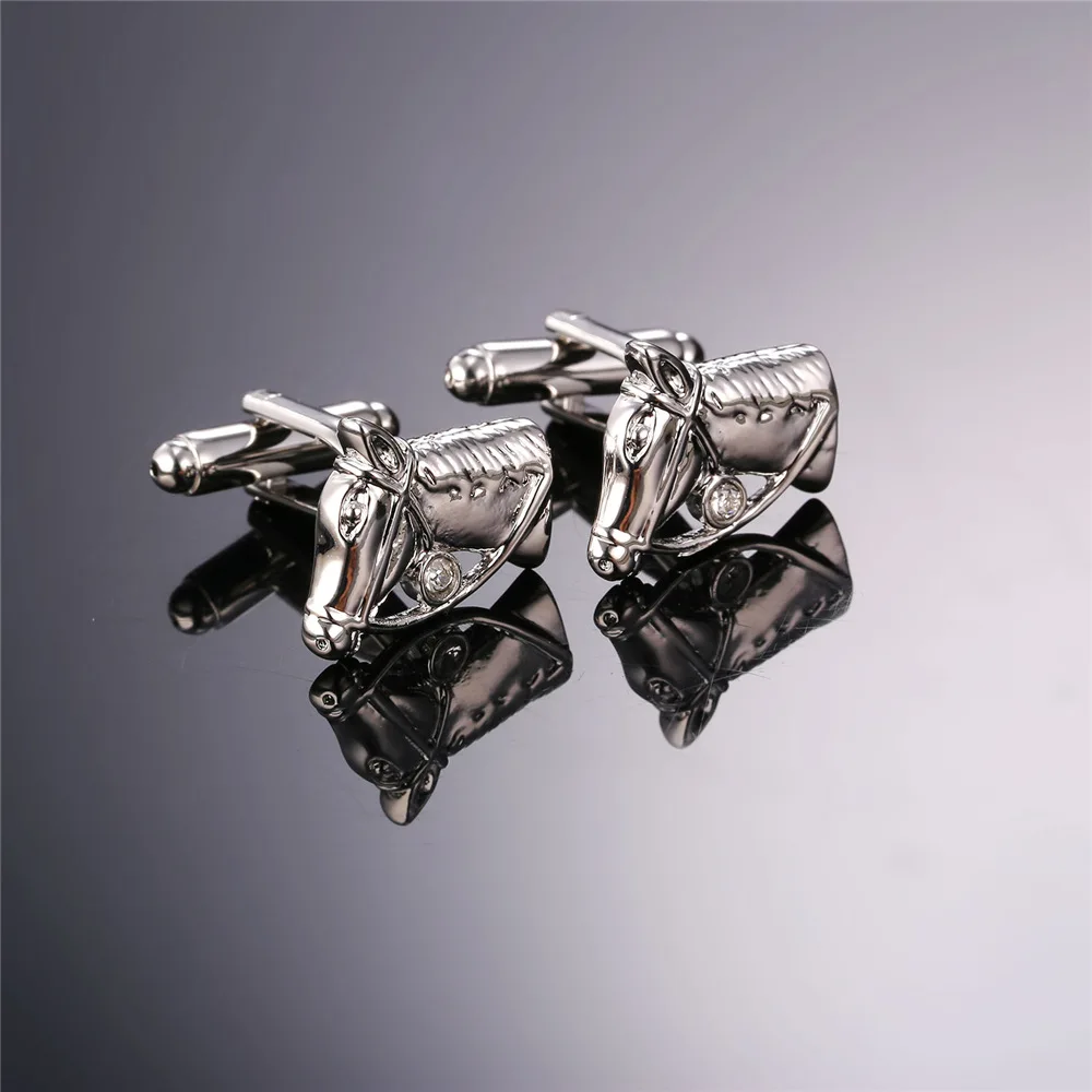 Животные лошади запонки в форме головы для мужчин ювелирные изделия золотистого