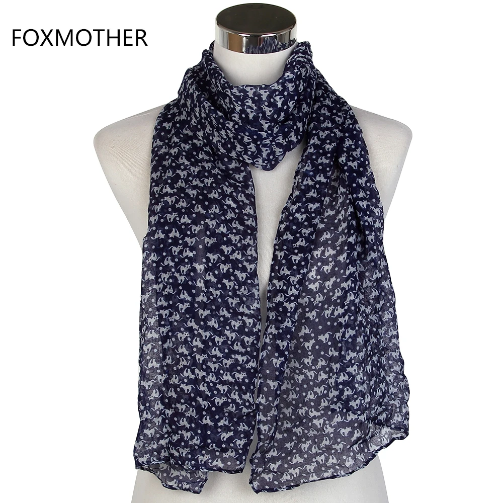 FOXMOTHER новый легкий мягкий для девочек черный темно синий Кошачий шарф детей|cat