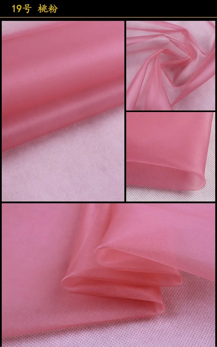 19 pink 6 мм, 140 см широкий, шелковой органзы Ткань - Цвет: 19 pink