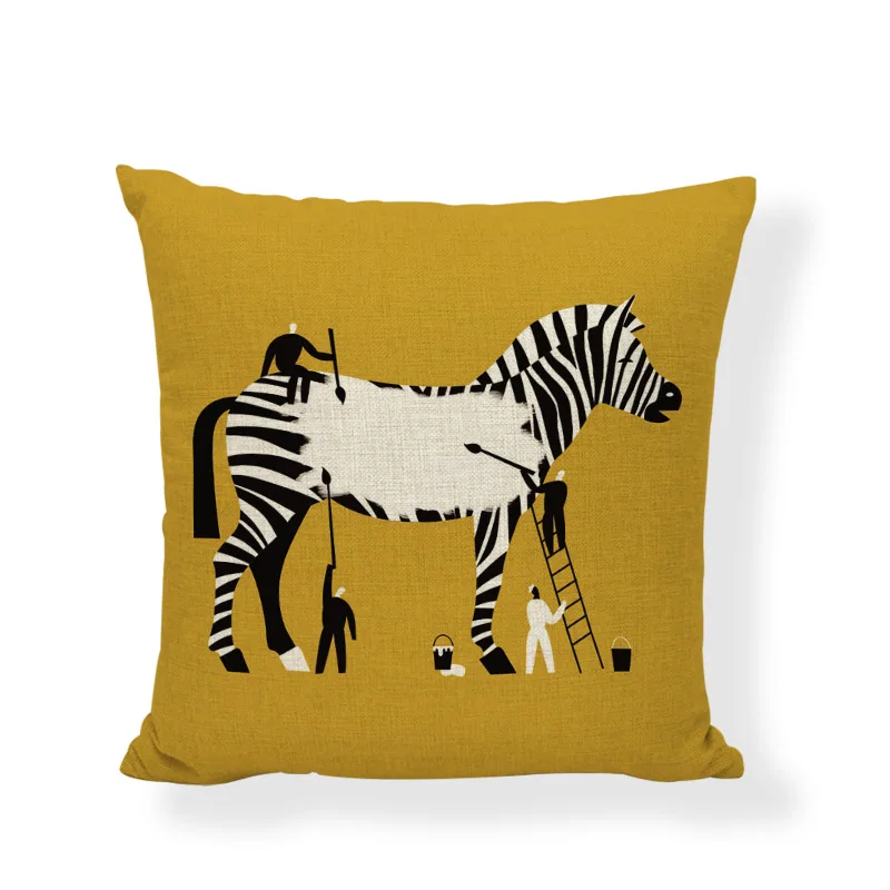 Лидер продаж наволочка с принтом зебры Геометрические черно-белые подушки для