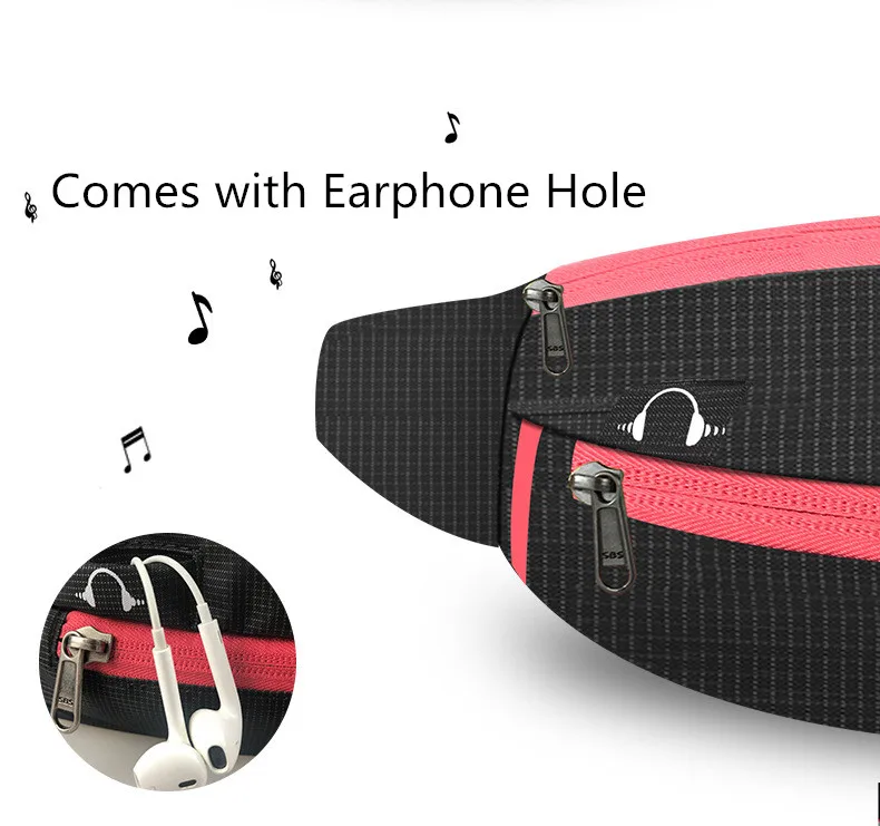 Unisex Running Waist Bag Sport Pack Waterproof Mobile Phone Holder Gym Fitness Belt with Headphones Holes | Спорт и развлечения