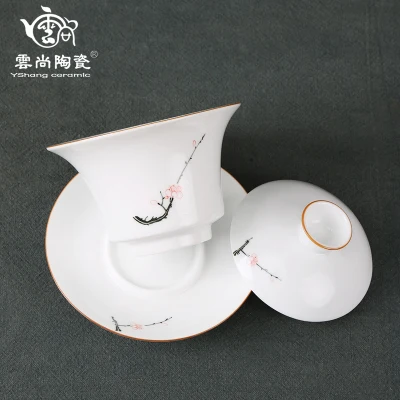 Ручная роспись цветок сливы 125 мл керамический чай Tureen гунг фу зеленый улун