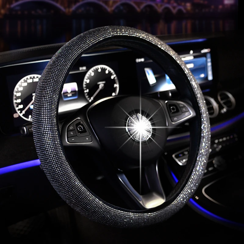 Роскошный полноразмерный чехол рулевого колеса автомобиля со стразами