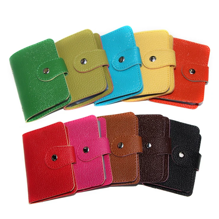 Новинка 10 цветов Lychees зернистый 24 слота для карт банковский пакет PU кожаная
