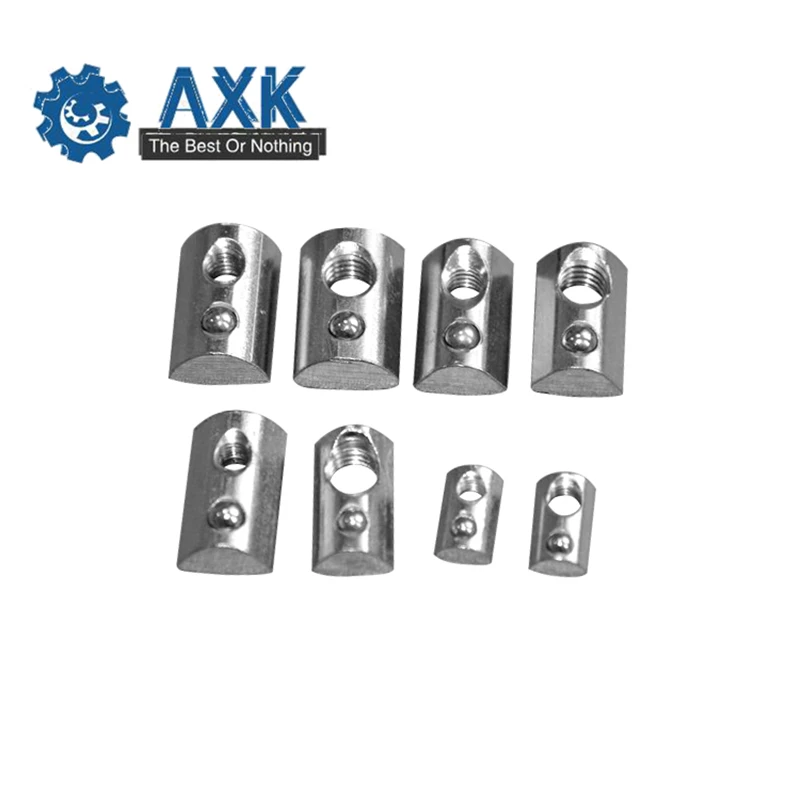 

100Pcs/50PcsM3 M4 M5 M6 Roll in Spring T-Nut With Ball For Aluminum Extrusion With Profile 20 Series Aluminum Profile Spring Nut